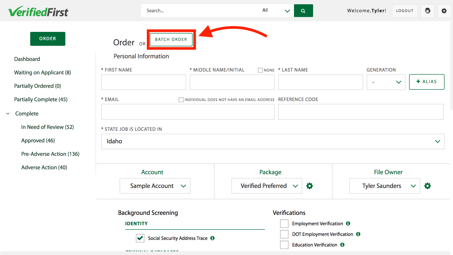 Placing an Applicant Invite Batch Order Client Resource Center